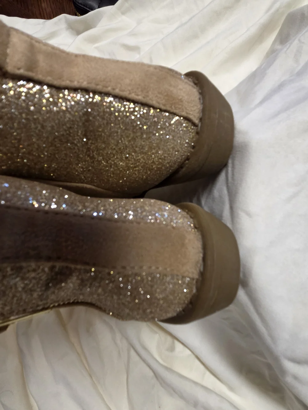 Fabkids Girls' Glitter Back Ankle Boots - Taupe